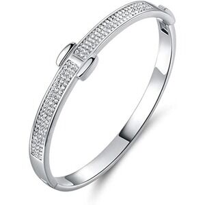18K Gold Plated Crystal Belt Bangle White Gold Swarovski Crystal Belt Bangle